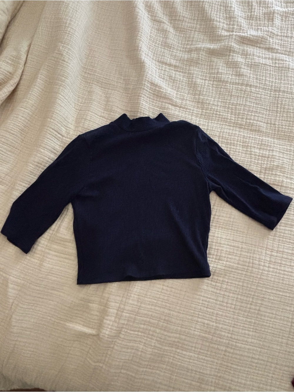 Simple Navy Rib Knit Top
